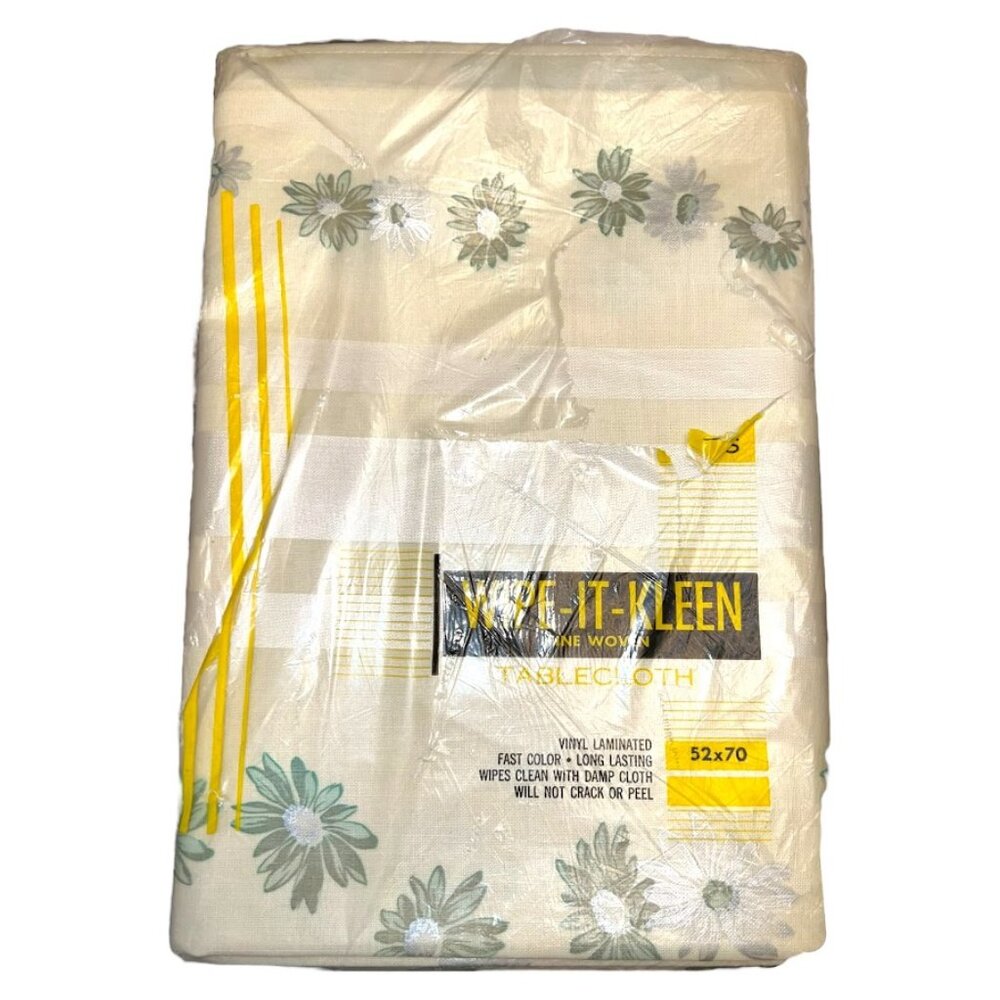 Deadstock Vtg 70s/80s Wipe-It-Kleen Fine Woven Vinyl Rectangle Tablecloth 52x70